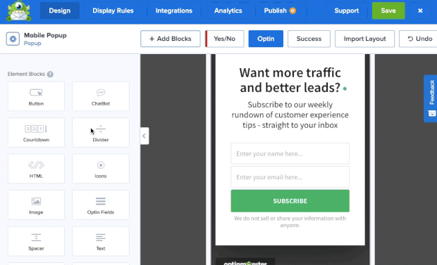 Add new block to basic mobile template - OptinMonster Add new block to basic mobile template