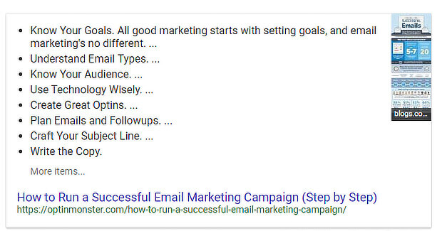 15 featured snippet - OptinMonster use of keywords in a featured snippet