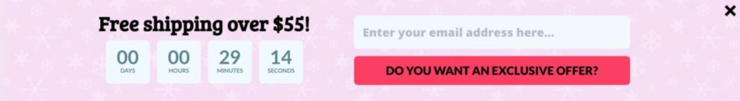 cosmetic-capital-floating-bar-countdown-timer-example - OptinMonster Cosmetic Capital floating bar campaign that features a countdown timer