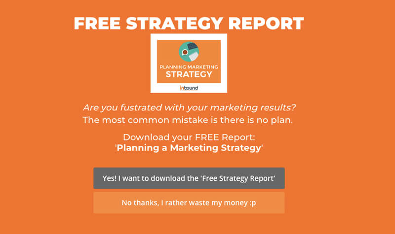 fullscreenstrategyreport800x475 - OptinMonster Inbound Marketing offered lead magnets using OptinMonster to increase conversions.