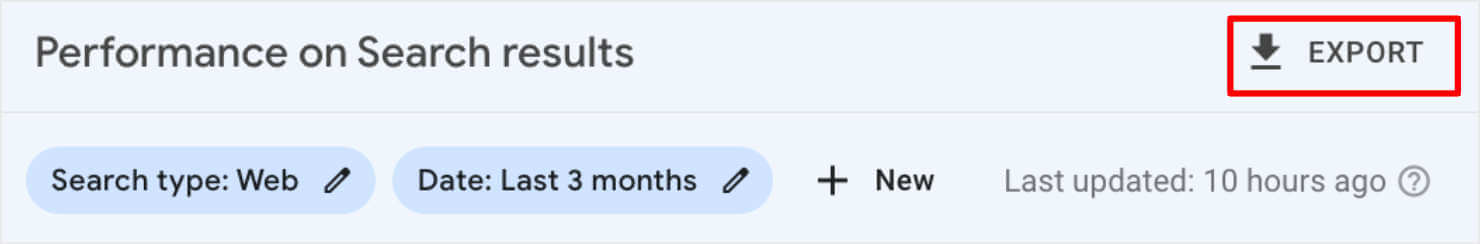 google-search-console-export - OptinMonster Export button in the upper right corner of GSC's Performance report