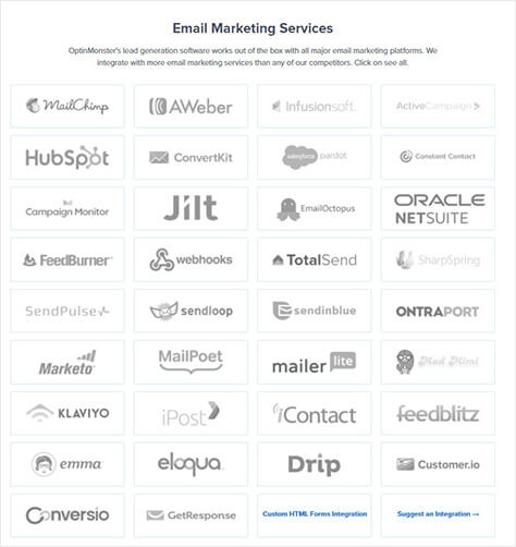 OptinMonster email integrations - OptinMonster OptinMonster email integrations