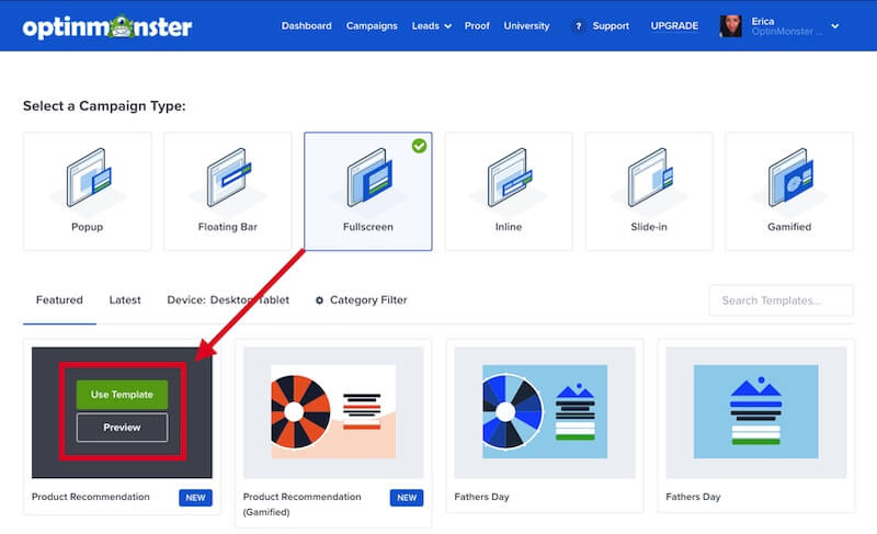 Preview or use a specific Fullscreen template. - OptinMonster Preview or use a specific Fullscreen template.