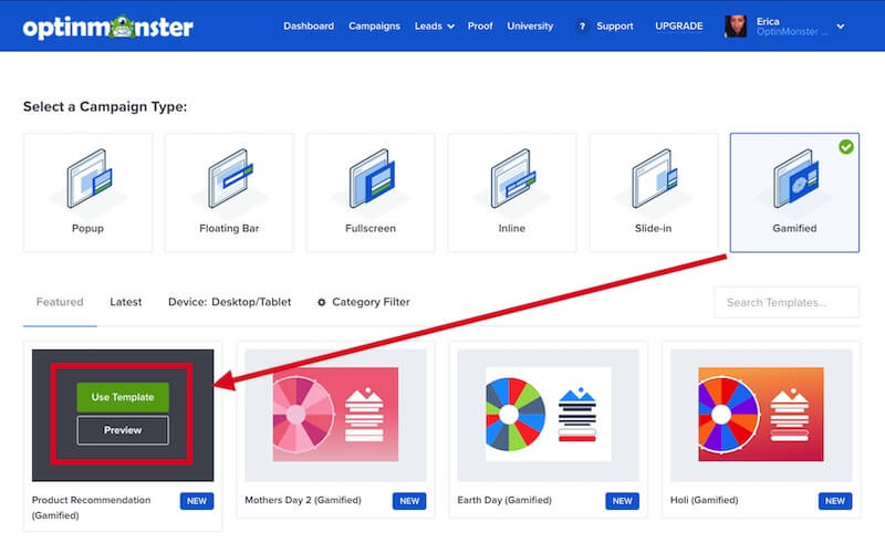 Template options to preview or select and build. - OptinMonster Template options to preview or select and build.