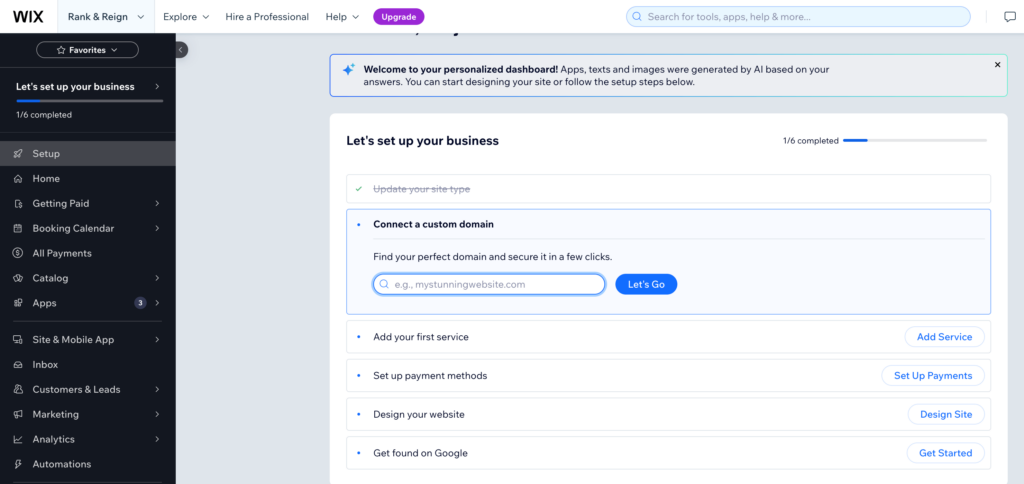 best-website-builder-for-small-business-Wix-Dashboard - OptinMonster