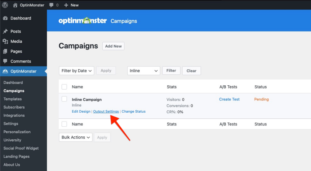 optinmonster plugin inline campaign outupt settings - OptinMonster optinmonster plugin inline campaign outupt settings