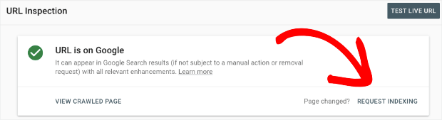 Click Request Indexing-min - OptinMonster Click Request Indexing in google search console
