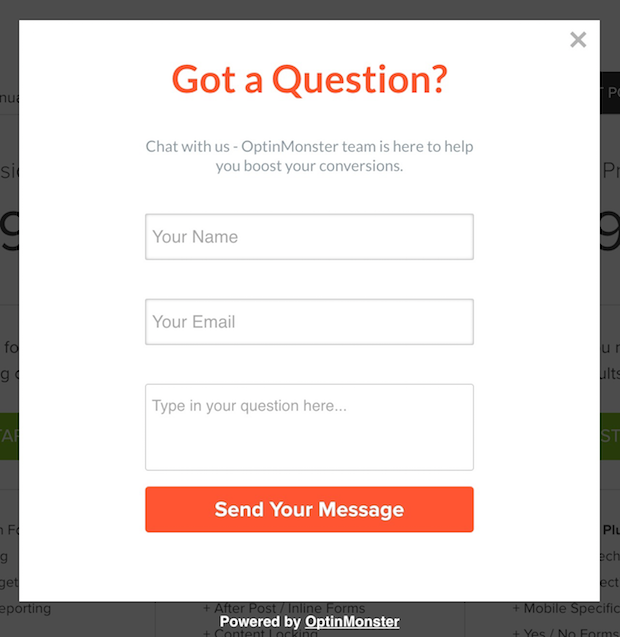 contact form popup - OptinMonster contact form popup