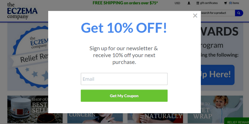 Eczema Company split tested lightbox optin using two-step optins - OptinMonster Eczema Company used OptinMonster to start split testing campaigns using two step optins