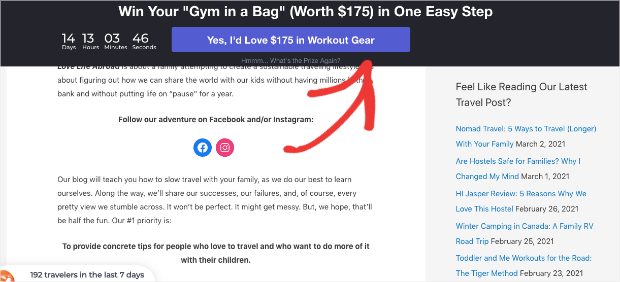 floating bar for online contest demo-min - OptinMonster floating bar for online contest demo-min