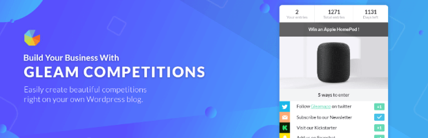 gleam-online-competitions - OptinMonster gleam online content tool homepage