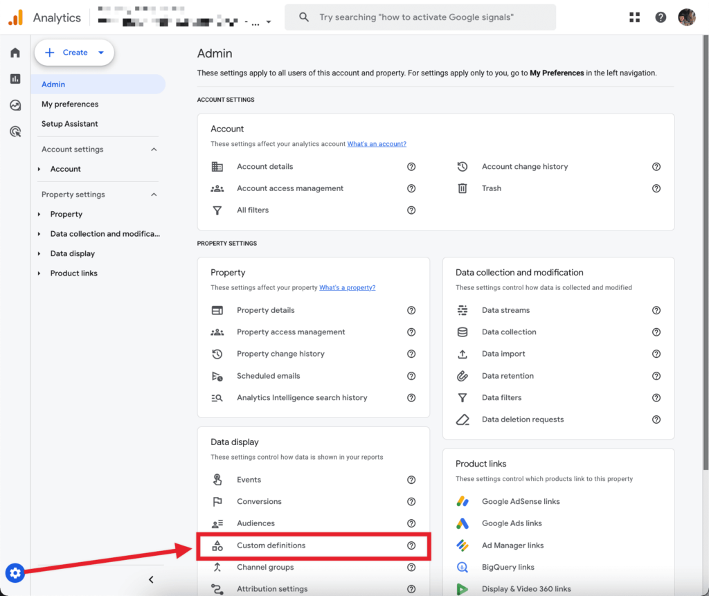Navigate to Custom Dimensions in Google Analytics