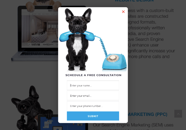 medstar media callback request om - OptinMonster Medstar's Free consultation popup asking for name, email, and phone number.