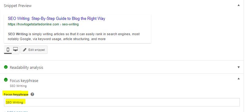 Focus Keyphrase / SEO Writing