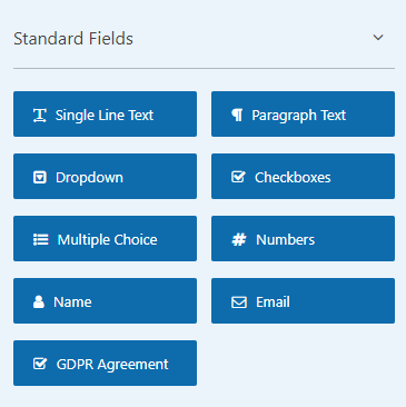 WPForms standard fields